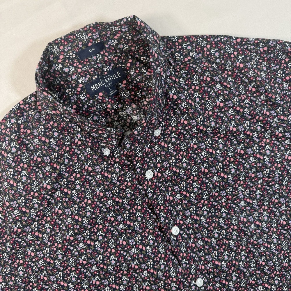 J Crew Mercantile Flex Floral Button Down Shirt Mens Large Slim Fit Long Sleeve
